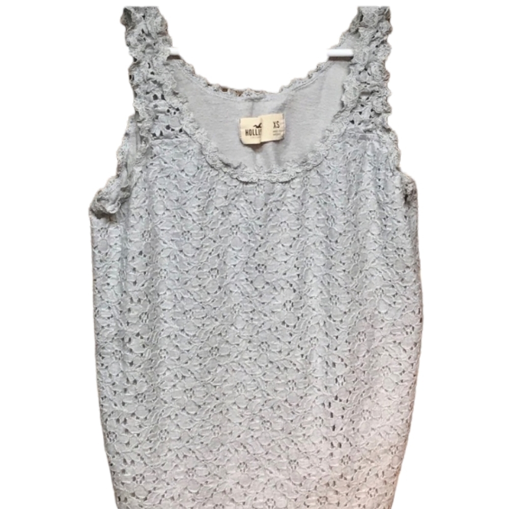 Hollister Floral Gray Lace Tank XS - Picture 2 of 8